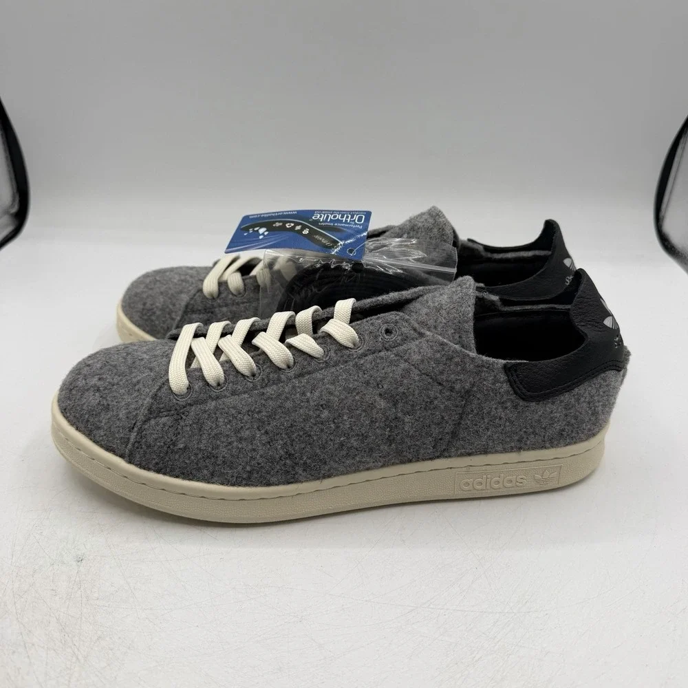 Adidas Stan Smith PC Wool Originals Shoes Men Sz 10.5 Grey/Black Sneakers AQ8452